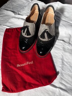 BeautiFeel Comfort Loafers Black and Herringbone